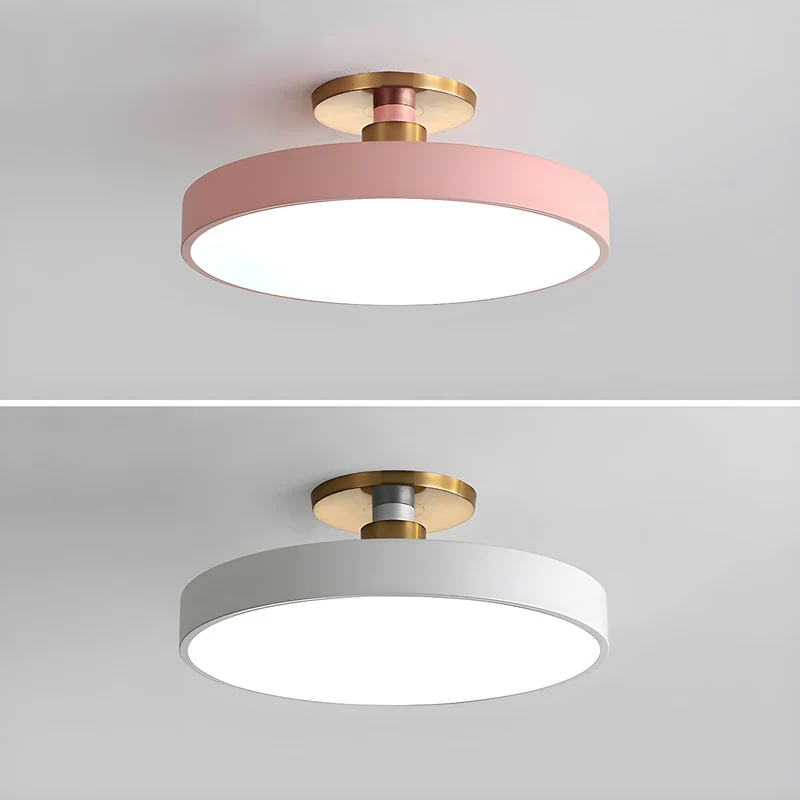 Isla Plafondlamp — Ronde Flush-Mount LED Plafonnière met Zwart Metalen Armatuur en Witte Diffuser | Ideaal voor Eetkamers, Kantoren en Moderne Interieurs | Verkrijgbaar in Zes Kleuren | Sansoti