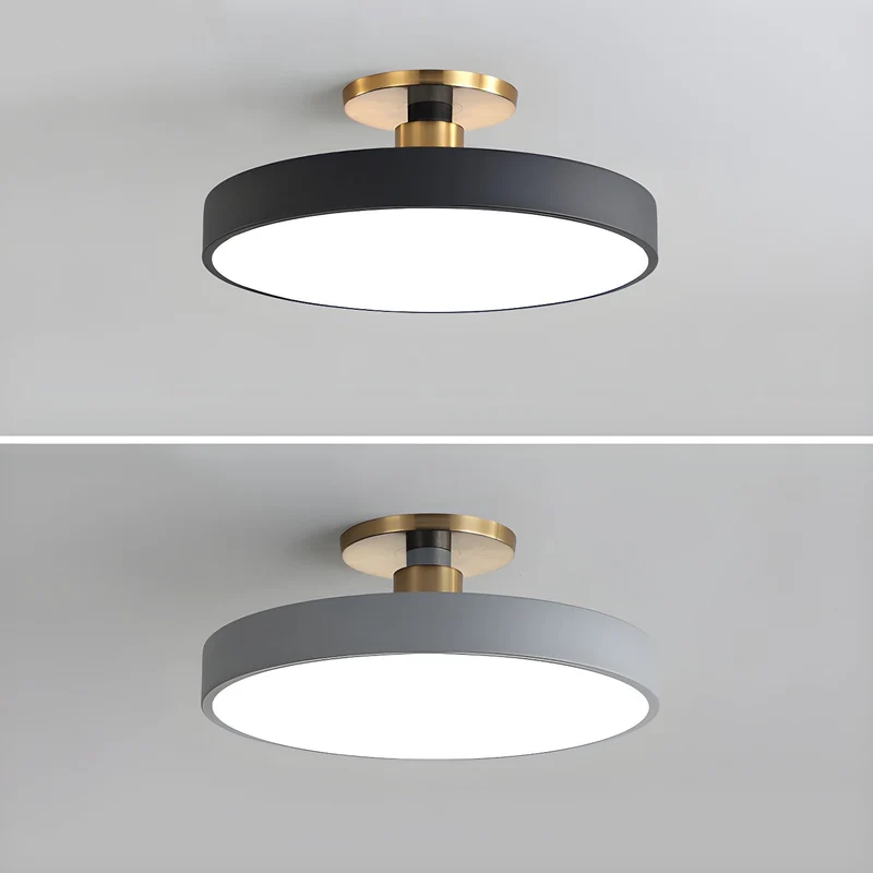 Isla Plafondlamp — Ronde Flush-Mount LED Plafonnière met Zwart Metalen Armatuur en Witte Diffuser | Ideaal voor Eetkamers, Kantoren en Moderne Interieurs | Verkrijgbaar in Zes Kleuren | Sansoti