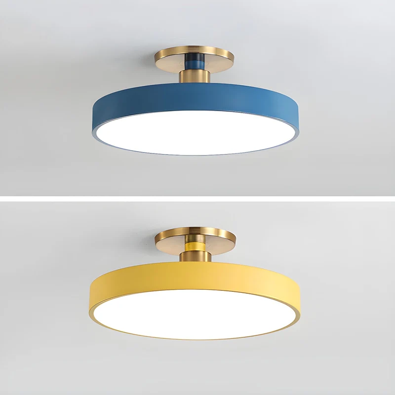 Isla Plafondlamp — Ronde Flush-Mount LED Plafonnière met Zwart Metalen Armatuur en Witte Diffuser | Ideaal voor Eetkamers, Kantoren en Moderne Interieurs | Verkrijgbaar in Zes Kleuren | Sansoti