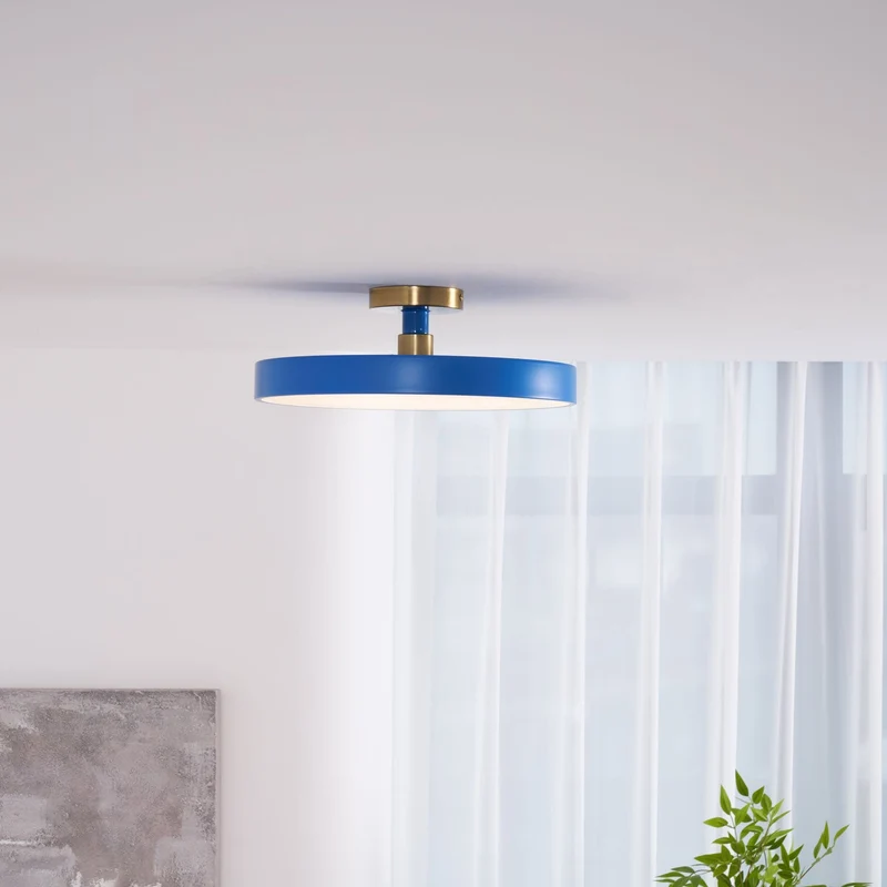 Isla Plafondlamp — Ronde Flush-Mount LED Plafonnière met Zwart Metalen Armatuur en Witte Diffuser | Ideaal voor Eetkamers, Kantoren en Moderne Interieurs | Verkrijgbaar in Zes Kleuren | Sansoti
