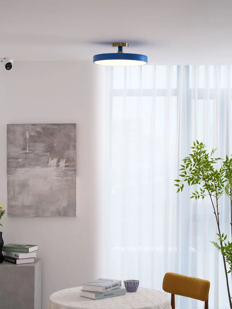 Isla Plafondlamp — Ronde Flush-Mount LED Plafonnière met Zwart Metalen Armatuur en Witte Diffuser | Ideaal voor Eetkamers, Kantoren en Moderne Interieurs | Verkrijgbaar in Zes Kleuren | Sansoti