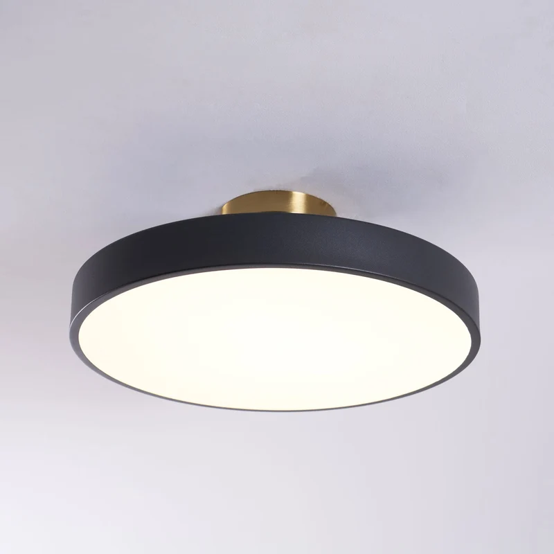 Isla Plafondlamp — Ronde Flush-Mount LED Plafonnière met Zwart Metalen Armatuur en Witte Diffuser | Ideaal voor Eetkamers, Kantoren en Moderne Interieurs | Verkrijgbaar in Zes Kleuren | Sansoti