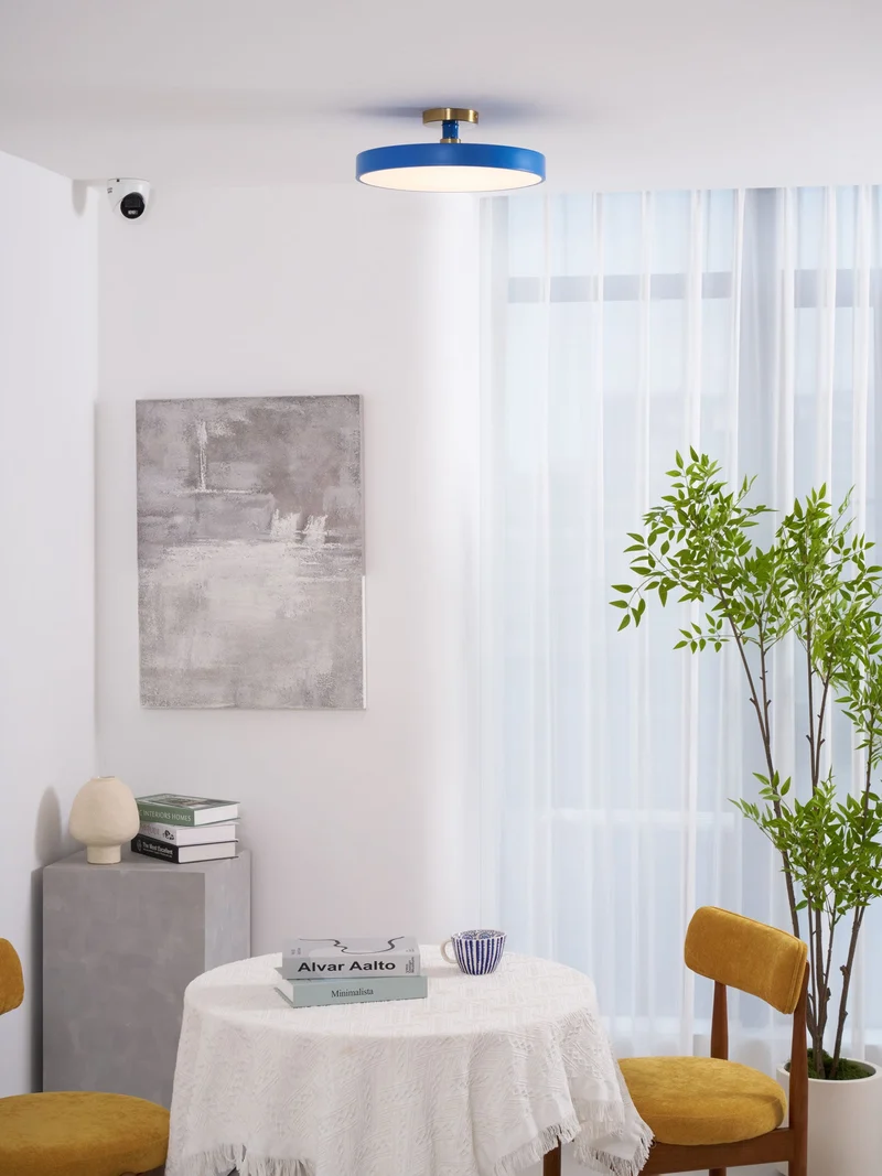 Isla Plafondlamp — Ronde Flush-Mount LED Plafonnière met Zwart Metalen Armatuur en Witte Diffuser | Ideaal voor Eetkamers, Kantoren en Moderne Interieurs | Verkrijgbaar in Zes Kleuren | Sansoti