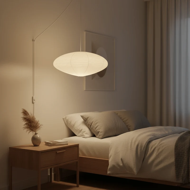 Handgemaakte Washi Papieren Hanglamp – Japans Design met E26/E27 Fitting – Zachte Verlichting voor Woonkamer, Slaapkamer & Eetkamer – Met Montagehaakjes | Sansoti