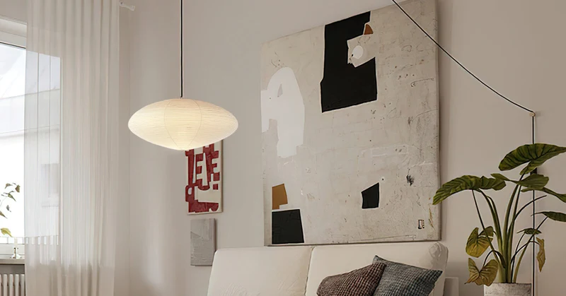 Handgemaakte Washi Papieren Hanglamp – Japans Design met E26/E27 Fitting – Zachte Verlichting voor Woonkamer, Slaapkamer & Eetkamer – Met Montagehaakjes | Sansoti