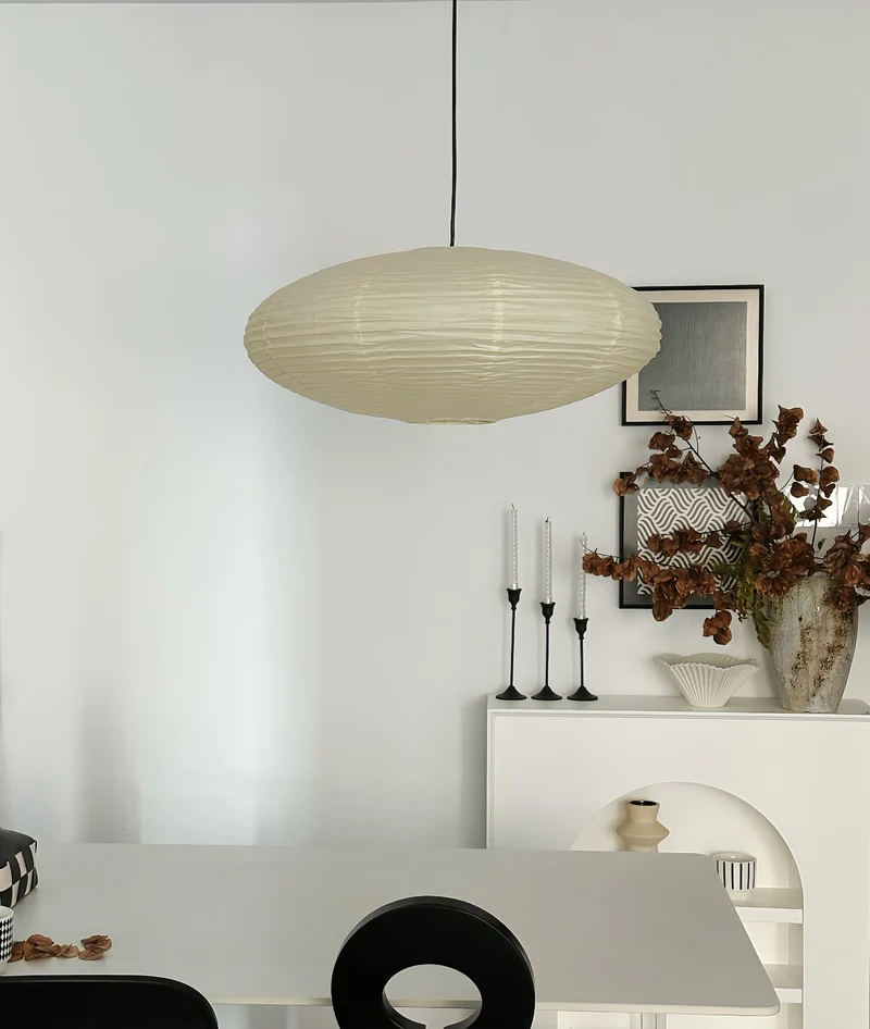Handgemaakte Washi Papieren Hanglamp – Japans Design met E26/E27 Fitting – Zachte Verlichting voor Woonkamer, Slaapkamer & Eetkamer – Met Montagehaakjes | Sansoti