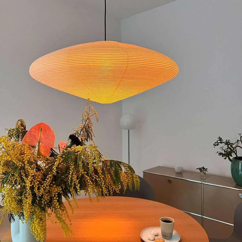 Handgemaakte Washi Papieren Hanglamp – Japans Design met E26/E27 Fitting – Zachte Verlichting voor Woonkamer, Slaapkamer & Eetkamer – Met Montagehaakjes | Sansoti