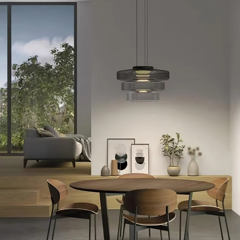 Gelaagde Glazen Hanglamp met Meerdere Schijven 1-2-3 Lagen Dimbare Plafondlamp voor Eetkamer Woonkamer Keuken Scandinavisch Design | Sansoti