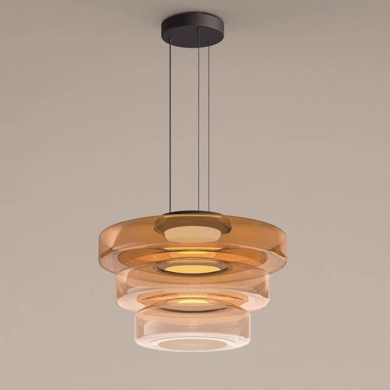 Gelaagde Glazen Hanglamp met Meerdere Schijven 1-2-3 Lagen Dimbare Plafondlamp voor Eetkamer Woonkamer Keuken Scandinavisch Design | Sansoti