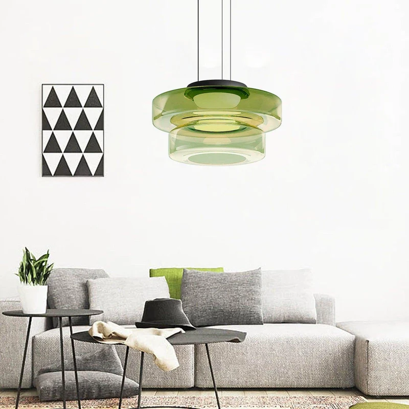 Gelaagde Glazen Hanglamp met Meerdere Schijven 1-2-3 Lagen Dimbare Plafondlamp voor Eetkamer Woonkamer Keuken Scandinavisch Design | Sansoti