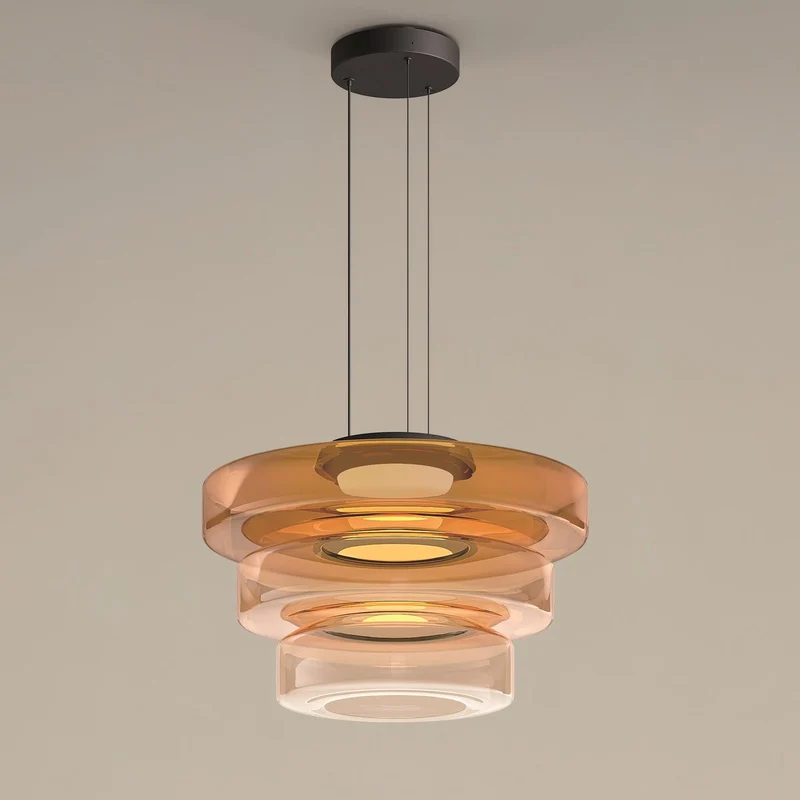 Gelaagde Glazen Hanglamp met Meerdere Schijven 1-2-3 Lagen Dimbare Plafondlamp voor Eetkamer Woonkamer Keuken Scandinavisch Design | Sansoti