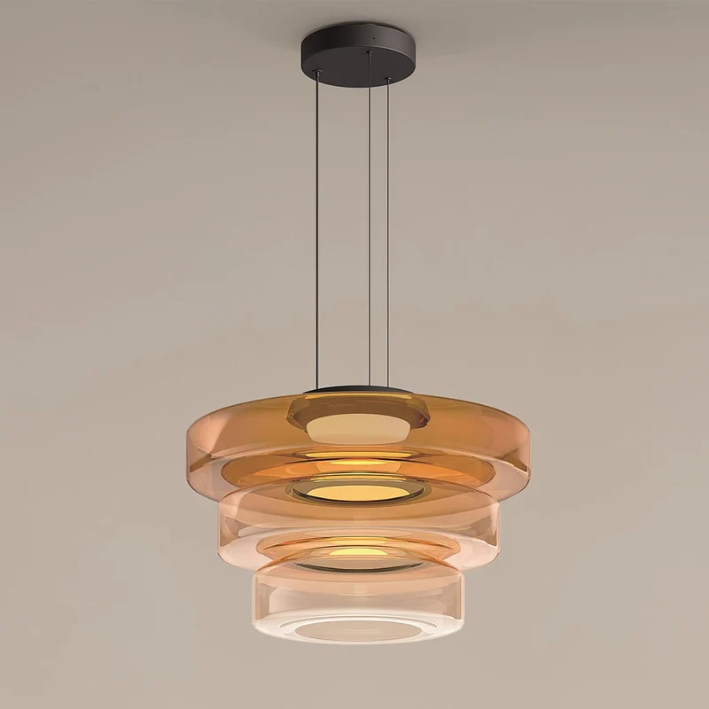 Gelaagde Glazen Hanglamp met Meerdere Schijven 1-2-3 Lagen Dimbare Plafondlamp voor Eetkamer Woonkamer Keuken Scandinavisch Design | Sansoti