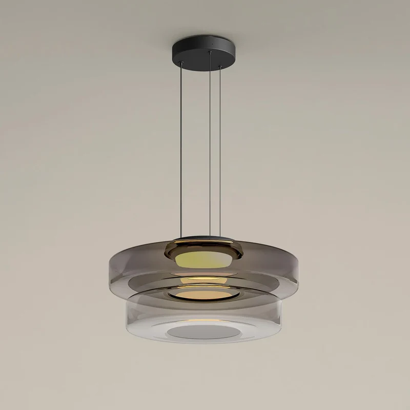 Gelaagde Glazen Hanglamp met Meerdere Schijven 1-2-3 Lagen Dimbare Plafondlamp voor Eetkamer Woonkamer Keuken Scandinavisch Design | Sansoti