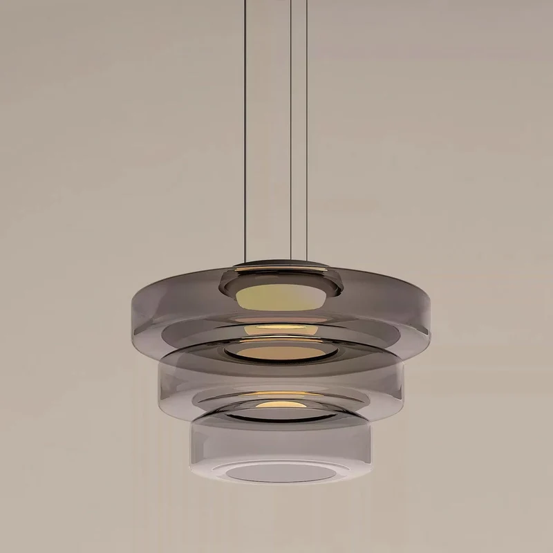 Gelaagde Glazen Hanglamp met Meerdere Schijven 1-2-3 Lagen Dimbare Plafondlamp voor Eetkamer Woonkamer Keuken Scandinavisch Design | Sansoti