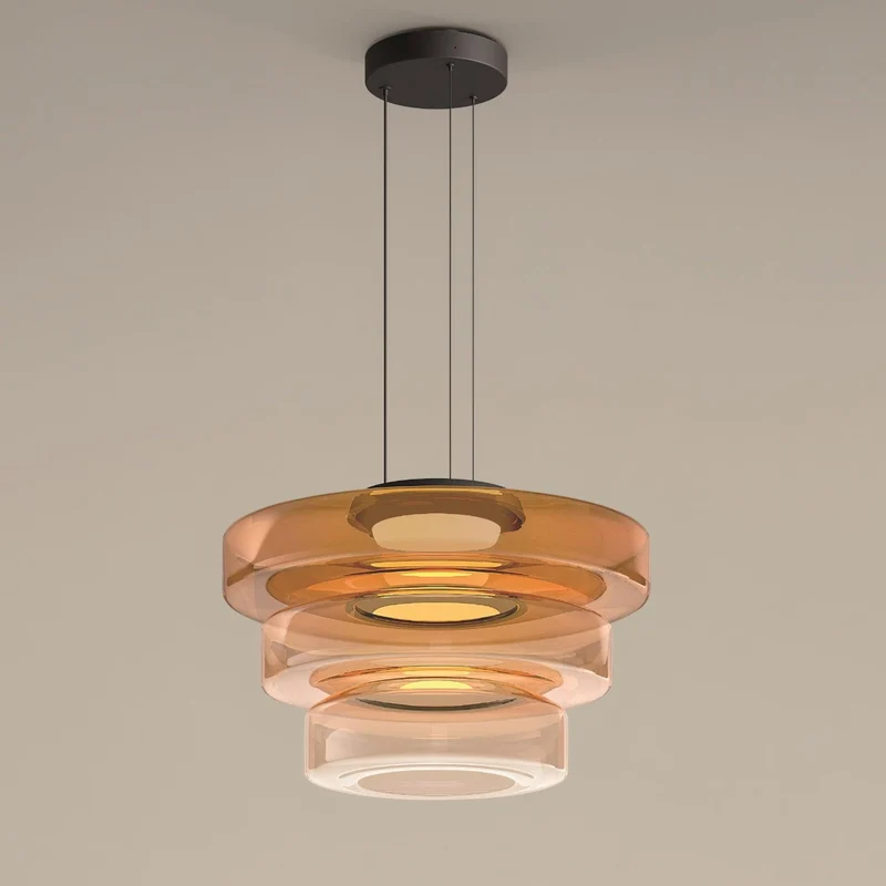 Gelaagde Glazen Hanglamp met Meerdere Schijven 1-2-3 Lagen Dimbare Plafondlamp voor Eetkamer Woonkamer Keuken Scandinavisch Design | Sansoti
