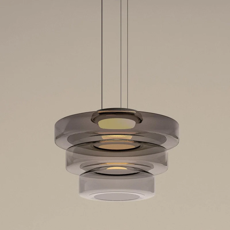 Gelaagde Glazen Hanglamp met Meerdere Schijven 1-2-3 Lagen Dimbare Plafondlamp voor Eetkamer Woonkamer Keuken Scandinavisch Design | Sansoti