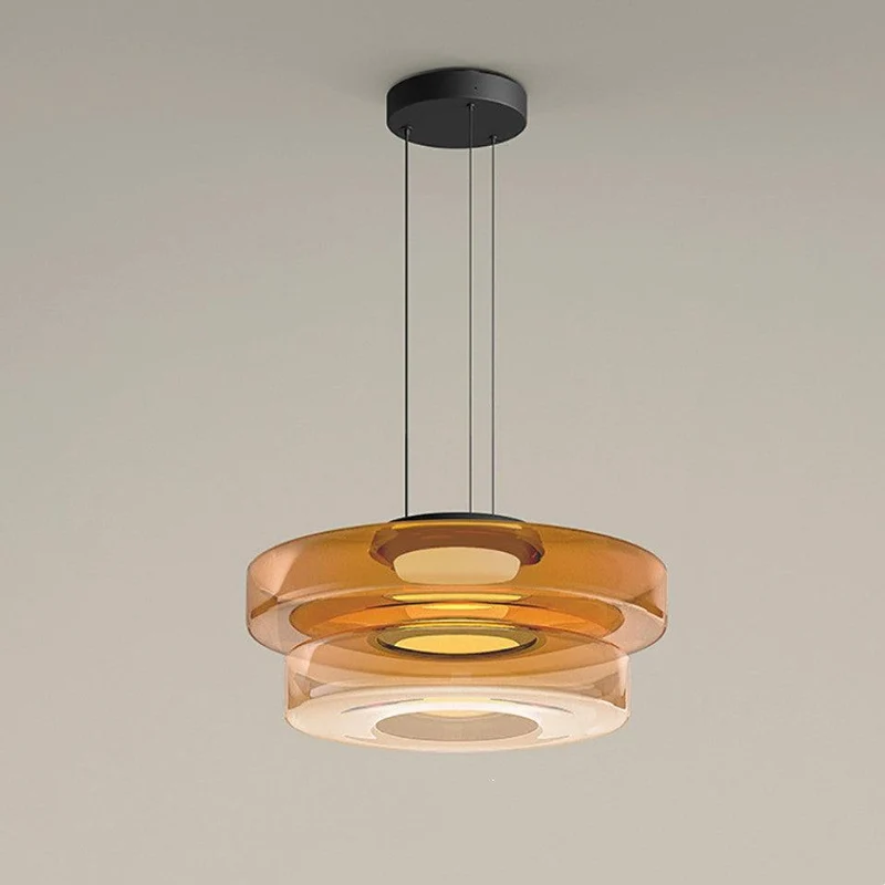 Gelaagde Glazen Hanglamp met Meerdere Schijven 1-2-3 Lagen Dimbare Plafondlamp voor Eetkamer Woonkamer Keuken Scandinavisch Design | Sansoti