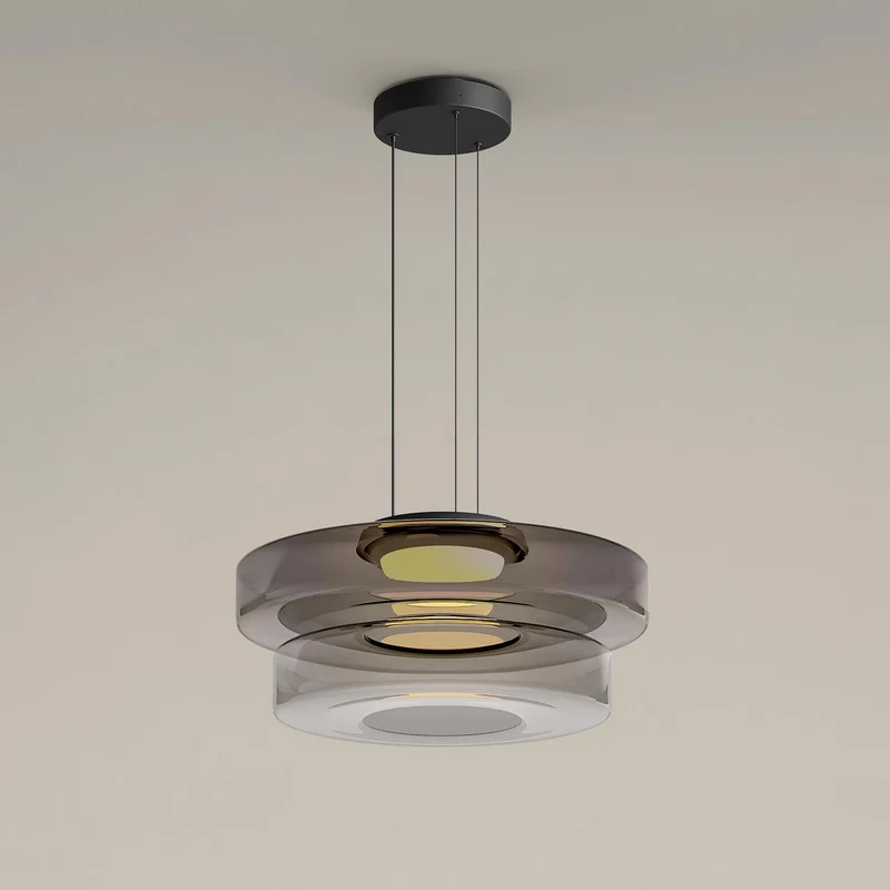 Gelaagde Glazen Hanglamp met Meerdere Schijven 1-2-3 Lagen Dimbare Plafondlamp voor Eetkamer Woonkamer Keuken Scandinavisch Design | Sansoti