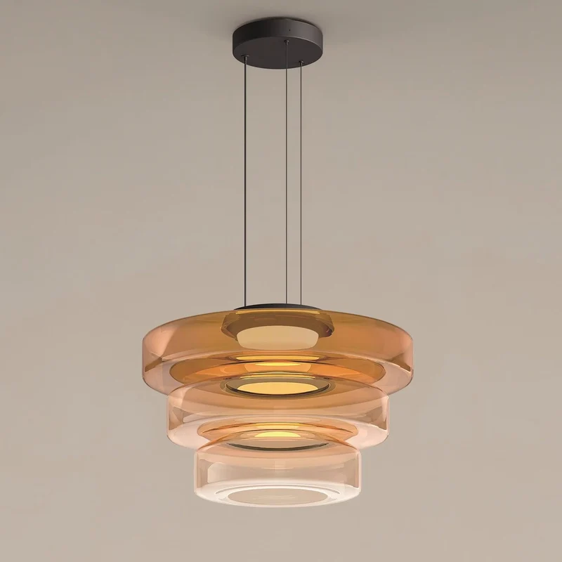 Gelaagde Glazen Hanglamp met Meerdere Schijven 1-2-3 Lagen Dimbare Plafondlamp voor Eetkamer Woonkamer Keuken Scandinavisch Design | Sansoti