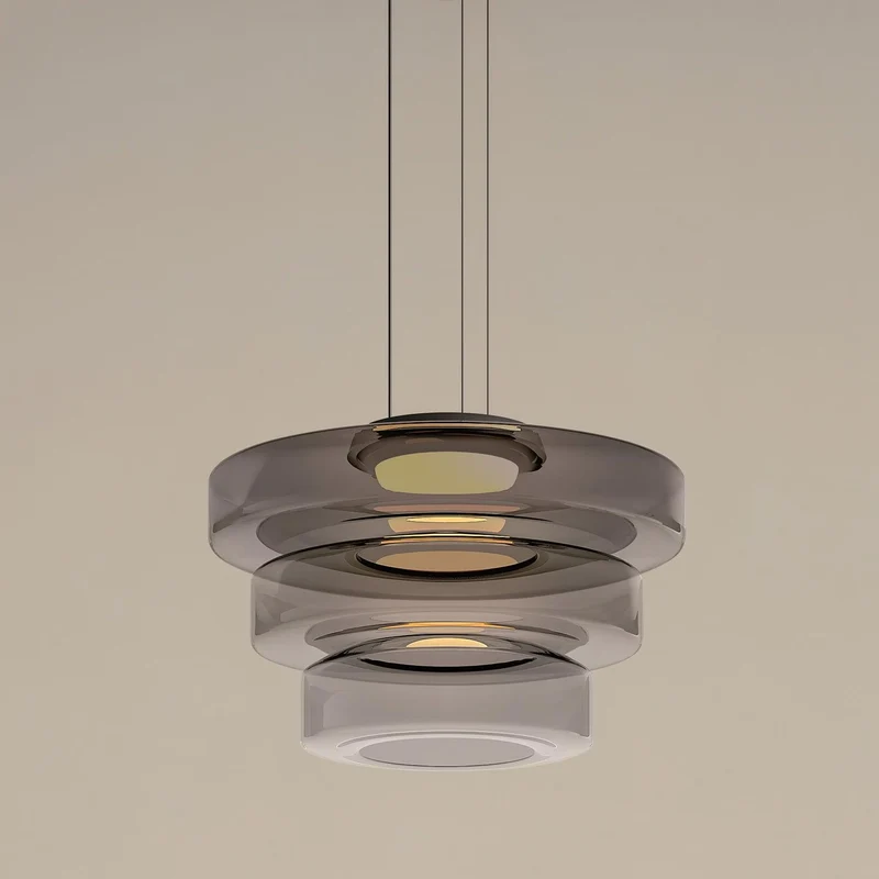 Gelaagde Glazen Hanglamp met Meerdere Schijven 1-2-3 Lagen Dimbare Plafondlamp voor Eetkamer Woonkamer Keuken Scandinavisch Design | Sansoti