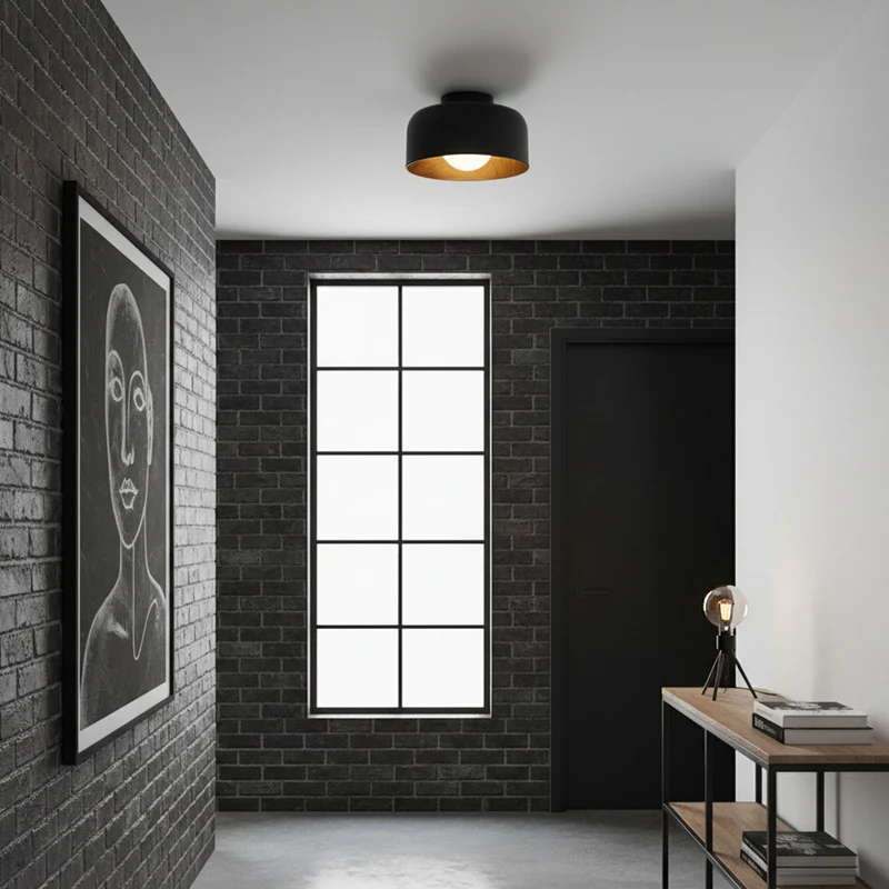 Ronde Plafondlamp met Houtnerf Interieur Glazen Bol ∅22 cm voor Hal Keuken Slaapkamer Wandmontage G9 Fitting | Sansoti