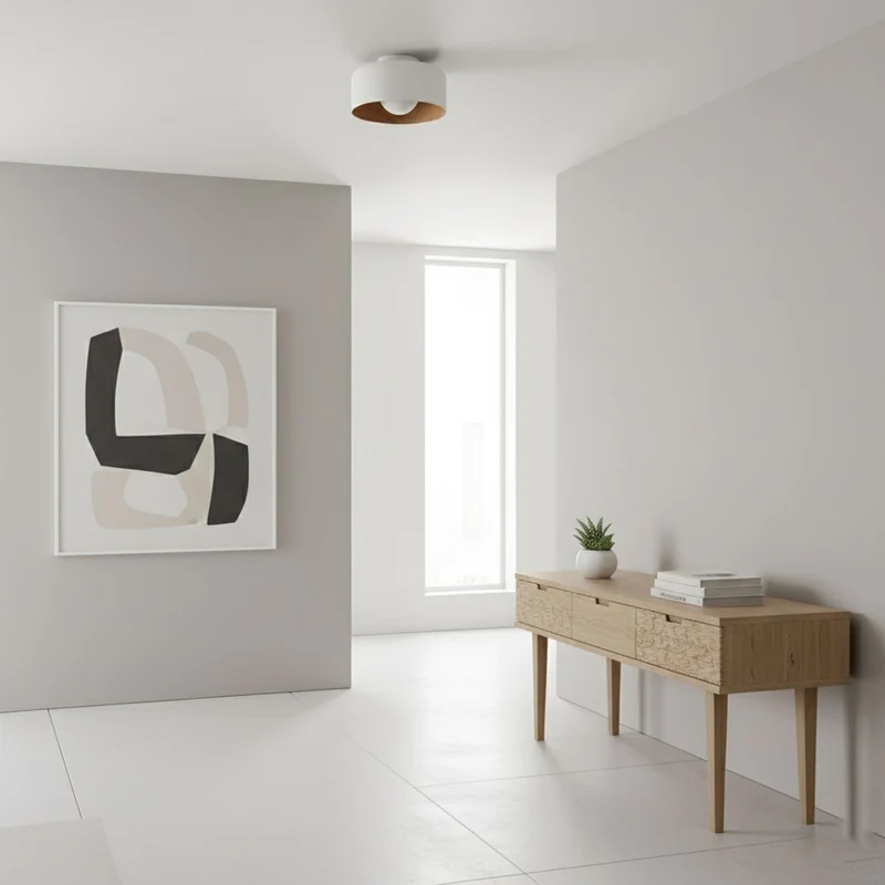 Ronde Plafondlamp met Houtnerf Interieur Glazen Bol ∅22 cm voor Hal Keuken Slaapkamer Wandmontage G9 Fitting | Sansoti
