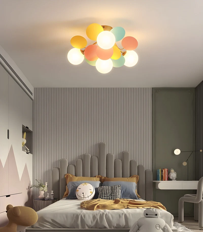 Ronde Plafondlamp met Acryl Bladeren – Macaron Pastelkleuren – 1, 4, 6 of 8 Lichtpunten – G9 Fitting – Scandinavisch Design voor Kinderkamer, Woonkamer en Kantoor | Sansoti