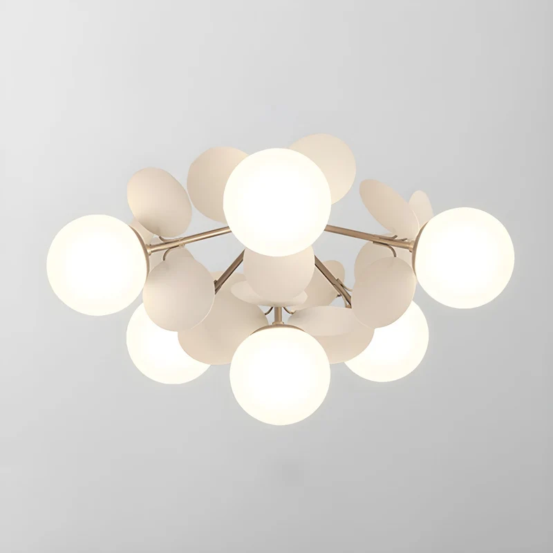 Ronde Plafondlamp met Acryl Bladeren – Macaron Pastelkleuren – 1, 4, 6 of 8 Lichtpunten – G9 Fitting – Scandinavisch Design voor Kinderkamer, Woonkamer en Kantoor | Sansoti