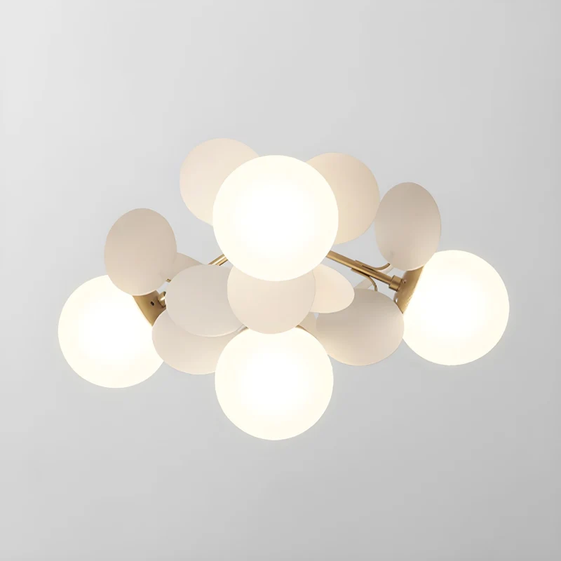 Ronde Plafondlamp met Acryl Bladeren – Macaron Pastelkleuren – 1, 4, 6 of 8 Lichtpunten – G9 Fitting – Scandinavisch Design voor Kinderkamer, Woonkamer en Kantoor | Sansoti