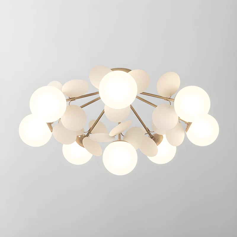 Ronde Plafondlamp met Acryl Bladeren – Macaron Pastelkleuren – 1, 4, 6 of 8 Lichtpunten – G9 Fitting – Scandinavisch Design voor Kinderkamer, Woonkamer en Kantoor | Sansoti