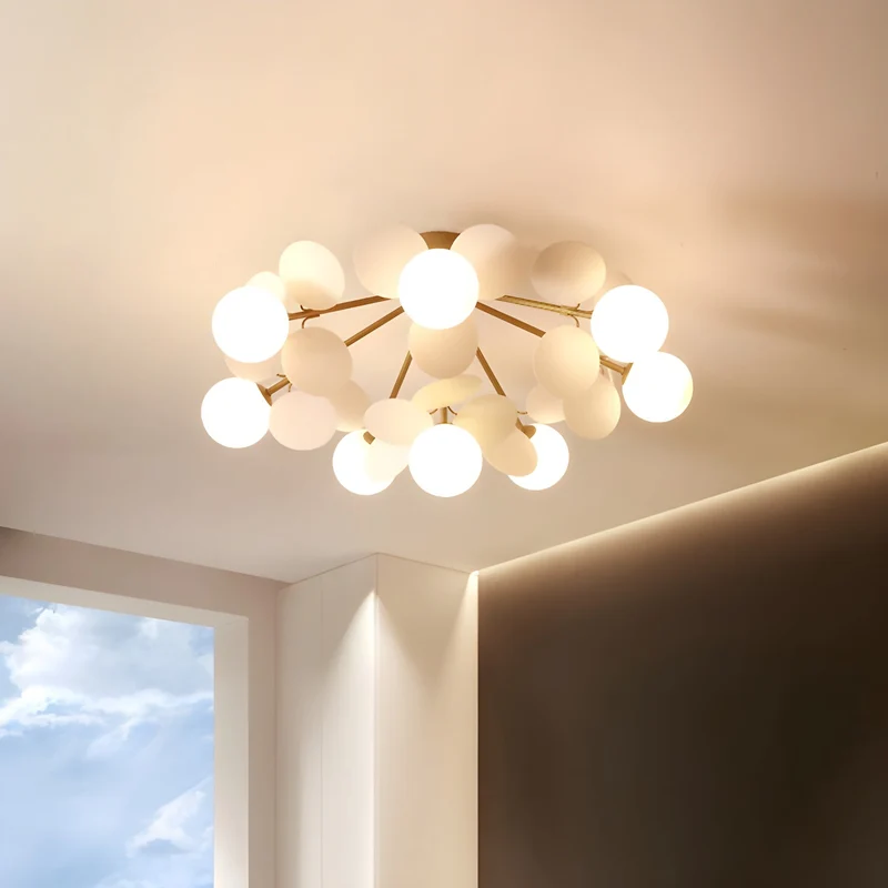 Ronde Plafondlamp met Acryl Bladeren – Macaron Pastelkleuren – 1, 4, 6 of 8 Lichtpunten – G9 Fitting – Scandinavisch Design voor Kinderkamer, Woonkamer en Kantoor | Sansoti