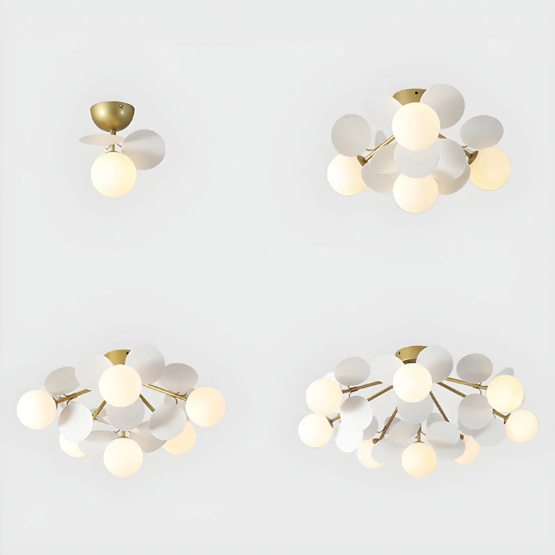 Ronde Plafondlamp met Acryl Bladeren – Macaron Pastelkleuren – 1, 4, 6 of 8 Lichtpunten – G9 Fitting – Scandinavisch Design voor Kinderkamer, Woonkamer en Kantoor | Sansoti