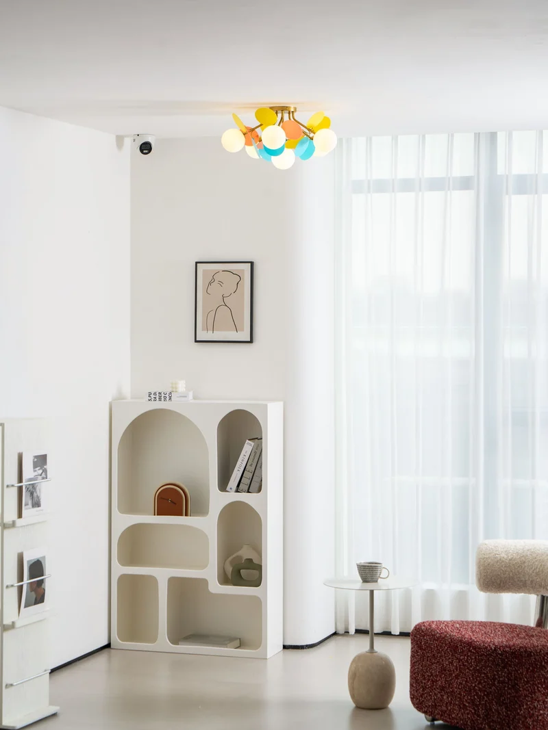Ronde Plafondlamp met Acryl Bladeren – Macaron Pastelkleuren – 1, 4, 6 of 8 Lichtpunten – G9 Fitting – Scandinavisch Design voor Kinderkamer, Woonkamer en Kantoor | Sansoti