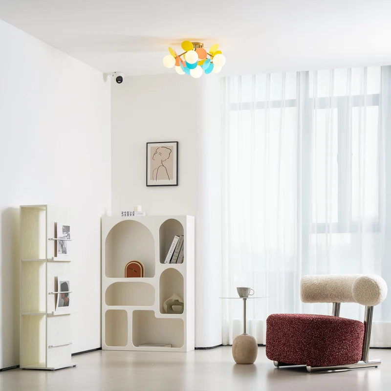 Ronde Plafondlamp met Acryl Bladeren – Macaron Pastelkleuren – 1, 4, 6 of 8 Lichtpunten – G9 Fitting – Scandinavisch Design voor Kinderkamer, Woonkamer en Kantoor | Sansoti