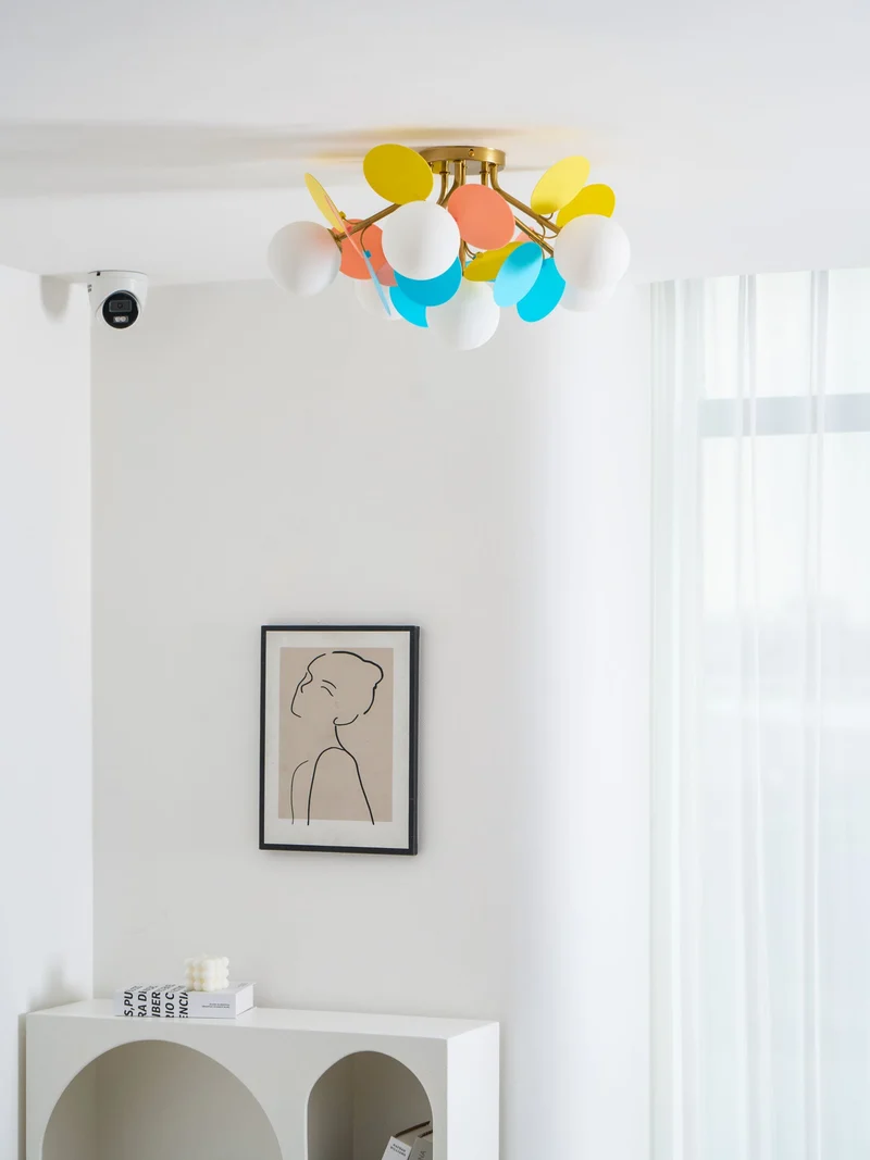Ronde Plafondlamp met Acryl Bladeren – Macaron Pastelkleuren – 1, 4, 6 of 8 Lichtpunten – G9 Fitting – Scandinavisch Design voor Kinderkamer, Woonkamer en Kantoor | Sansoti