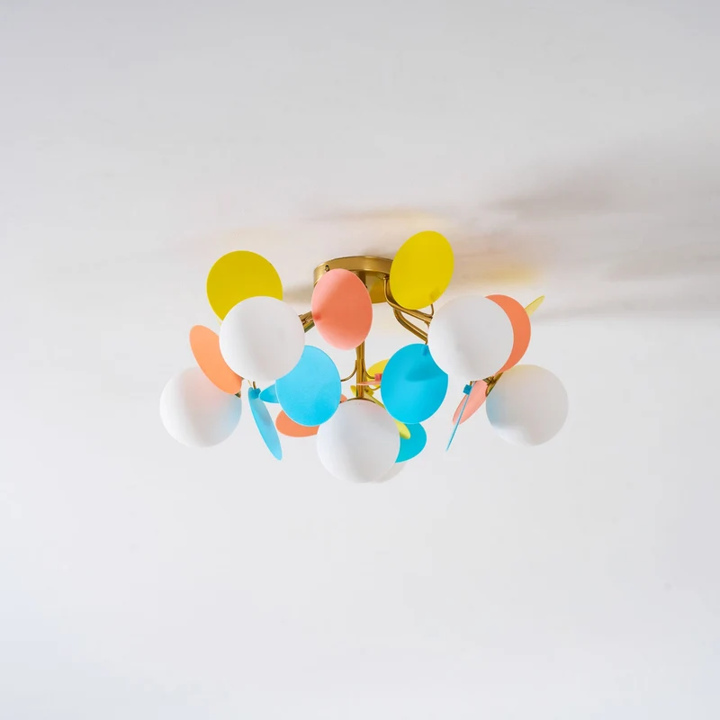 Ronde Plafondlamp met Acryl Bladeren – Macaron Pastelkleuren – 1, 4, 6 of 8 Lichtpunten – G9 Fitting – Scandinavisch Design voor Kinderkamer, Woonkamer en Kantoor | Sansoti