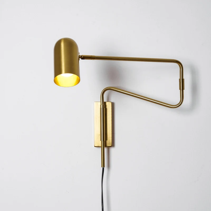 Verstelbare Wandlamp met Plug | Draaibare Arm en Zwenkkap | Perfect voor Slaapkamer en Leeshoek | Sansoti