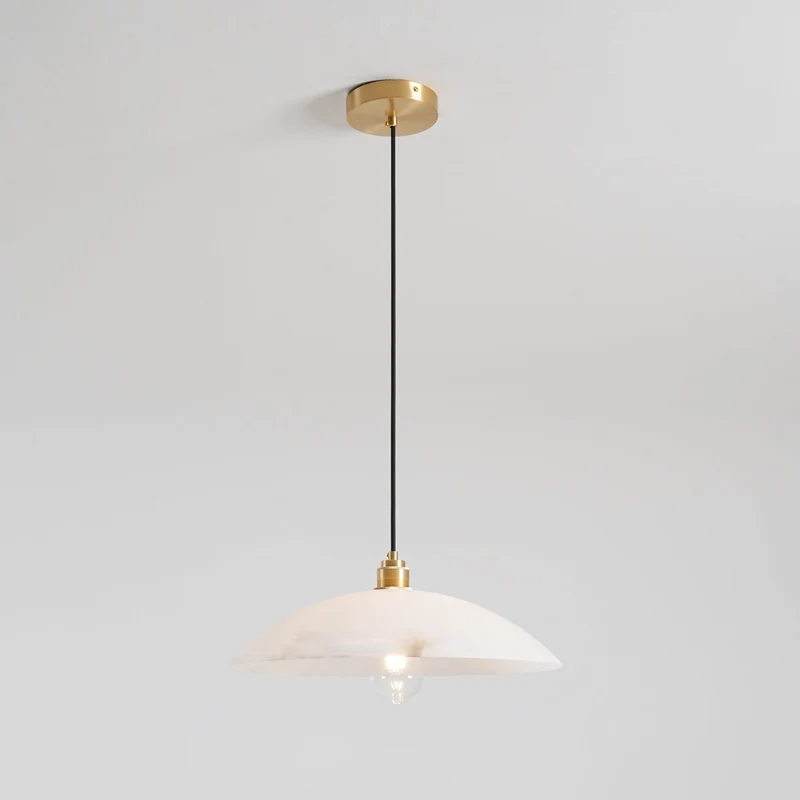 Koepelvormige Hanglamp Albast met Koperen Fitting – Ø30cm & Ø40cm – Natuursteen – Warme Uitstraling Eetkamer Keuken Woonkamer | Sansoti