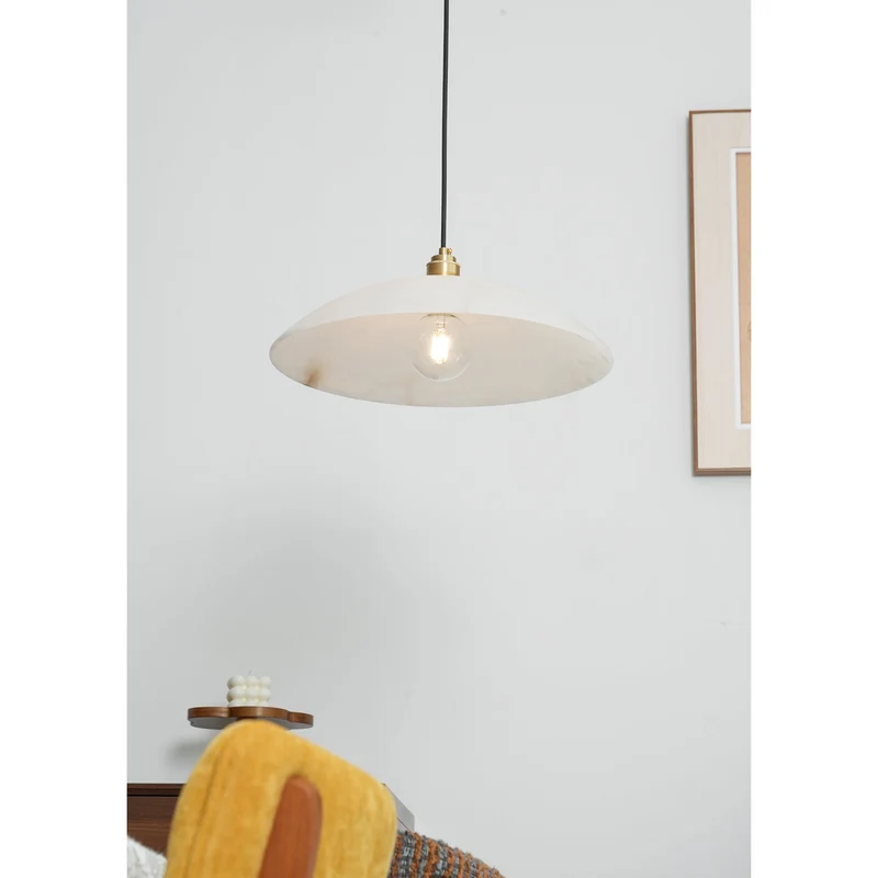 Koepelvormige Hanglamp Albast met Koperen Fitting – Ø30cm & Ø40cm – Natuursteen – Warme Uitstraling Eetkamer Keuken Woonkamer | Sansoti