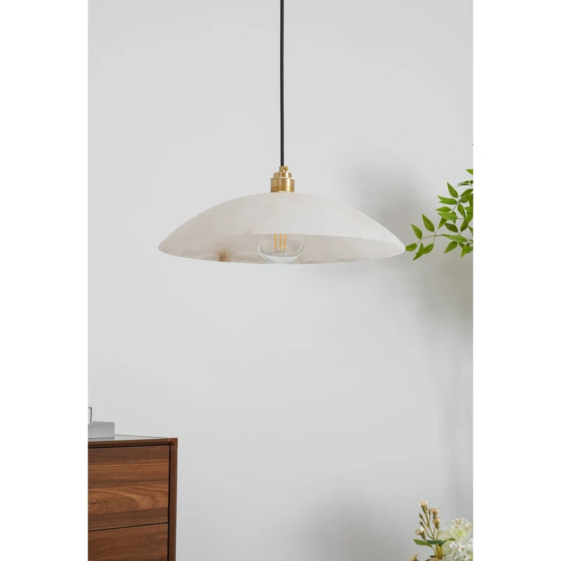 Koepelvormige Hanglamp Albast met Koperen Fitting – Ø30cm & Ø40cm – Natuursteen – Warme Uitstraling Eetkamer Keuken Woonkamer | Sansoti