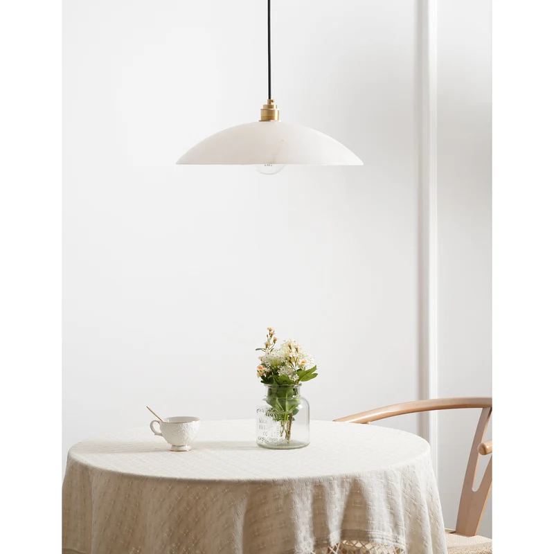 Koepelvormige Hanglamp Albast met Koperen Fitting – Ø30cm & Ø40cm – Natuursteen – Warme Uitstraling Eetkamer Keuken Woonkamer | Sansoti