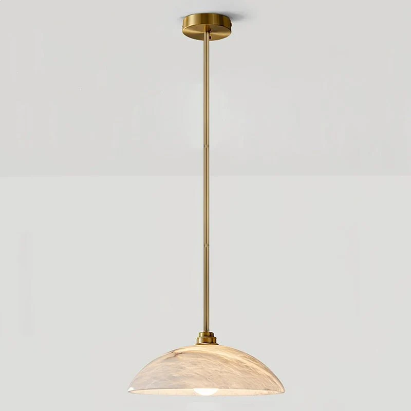 Koepelvormige Hanglamp Albast met Koperen Fitting – Ø30cm & Ø40cm – Natuursteen – Warme Uitstraling Eetkamer Keuken Woonkamer | Sansoti