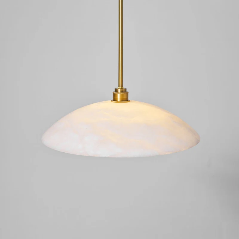 Koepelvormige Hanglamp Albast met Koperen Fitting – Ø30cm & Ø40cm – Natuursteen – Warme Uitstraling Eetkamer Keuken Woonkamer | Sansoti