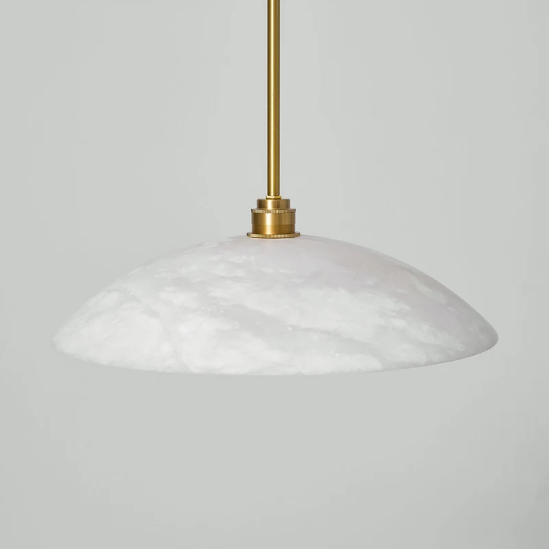 Koepelvormige Hanglamp Albast met Koperen Fitting – Ø30cm & Ø40cm – Natuursteen – Warme Uitstraling Eetkamer Keuken Woonkamer | Sansoti