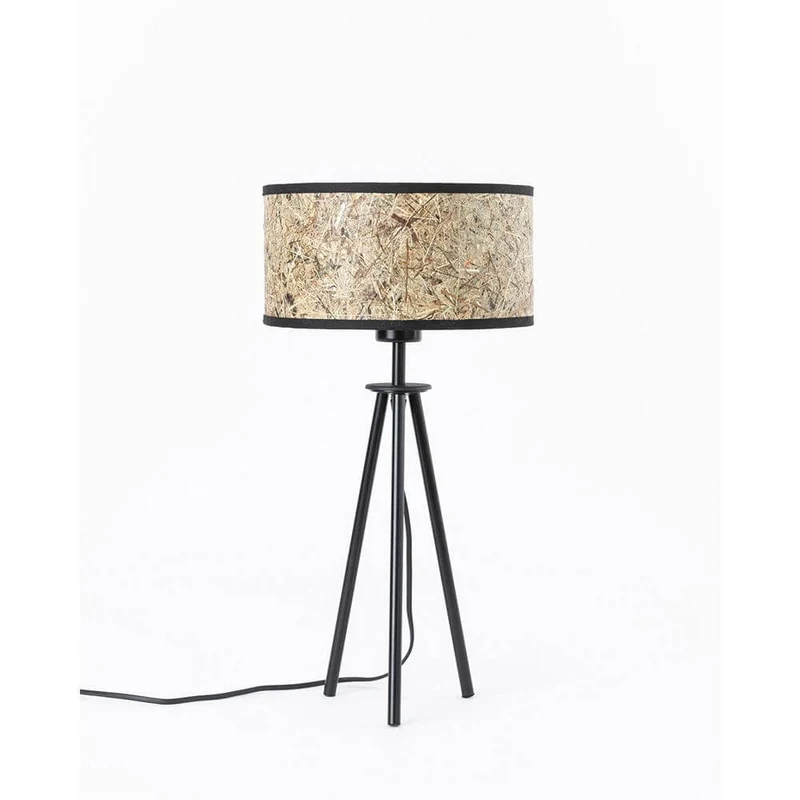 Metall Dreibein-Tischlampe mit Heuschirm