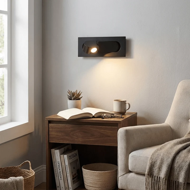 LED wandlamp met verborgen schakelaar – druk in, druk uit – verstelbare kop voor leeslicht naast bed | Sansoti