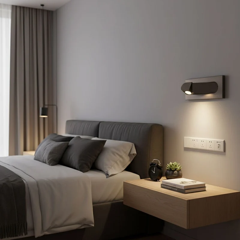 LED wandlamp met verborgen schakelaar – druk in, druk uit – verstelbare kop voor leeslicht naast bed | Sansoti