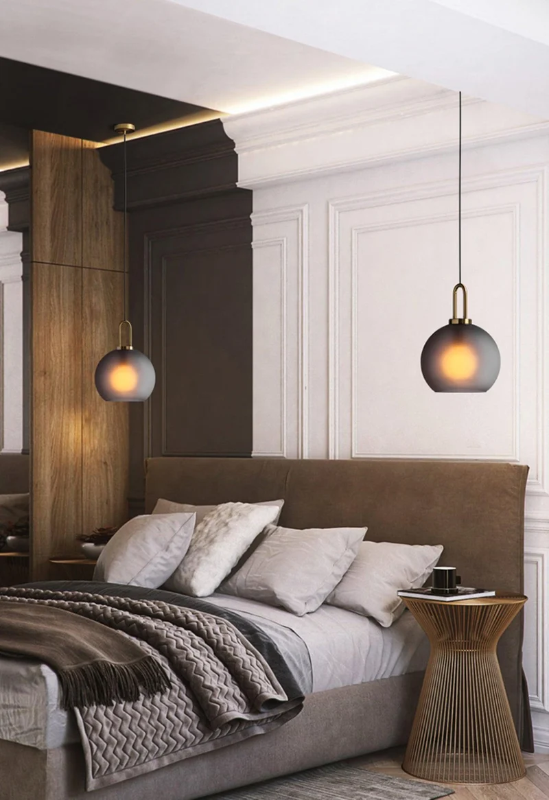 Glazen Hanglamp met Koperen Afwerking – Capsule & Sphere Vormen | Sansoti