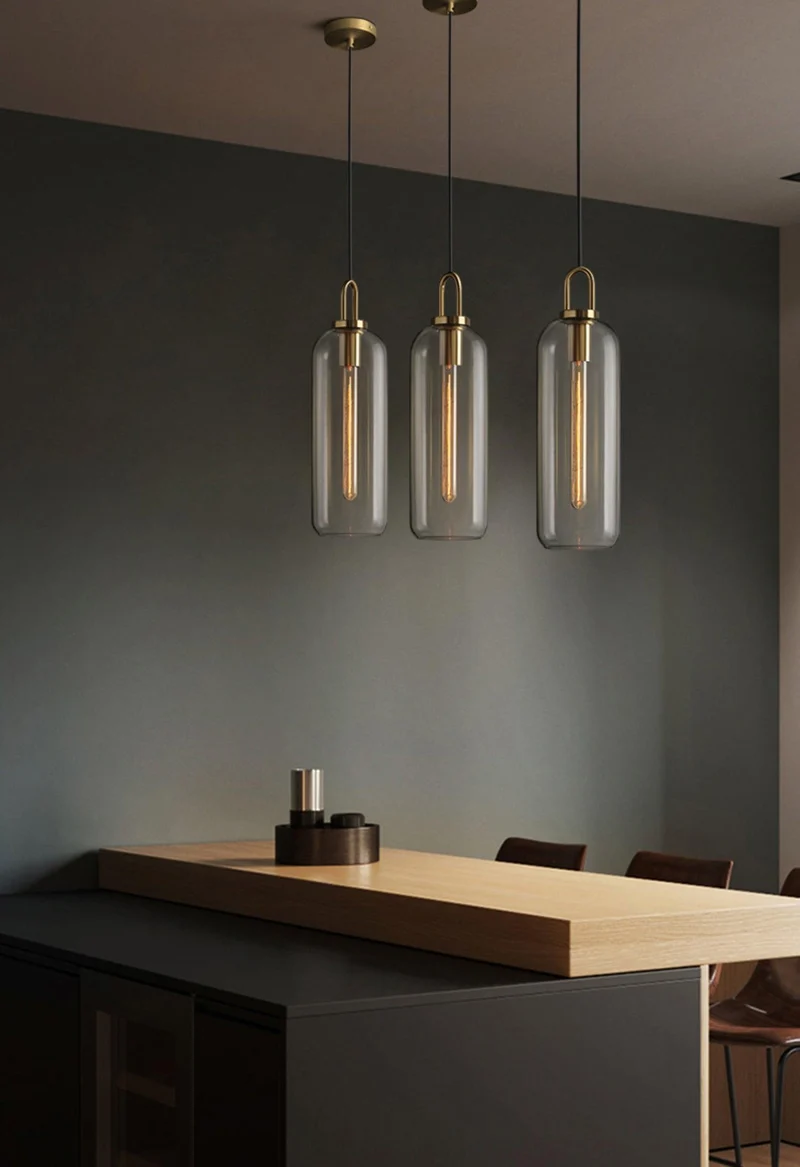 Glazen Hanglamp met Koperen Afwerking – Capsule & Sphere Vormen | Sansoti