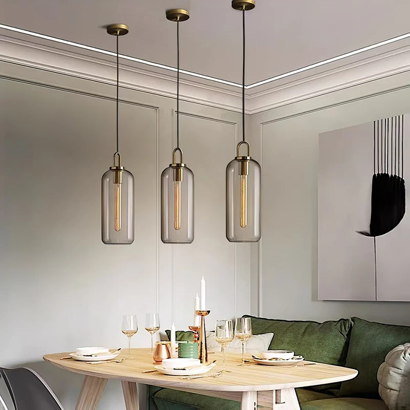 Glazen Hanglamp met Koperen Afwerking – Capsule & Sphere Vormen | Sansoti